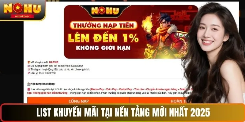 List khuyến mãi tại nền tảng NOHU mới nhất List khuyến mãi tại nền tảng NOHU mới nhất
