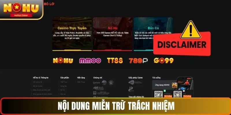 Nội dung chính sách miễn trừ trách nhiệm NOHU Nội dung chính sách miễn trừ trách nhiệm NOHU